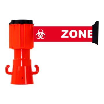 Enrouleur de sangle Rouge Zone contaminée pour cônes - Novap