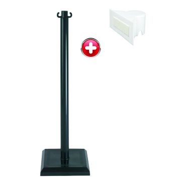 Poteau PVC grande hauteur Noir sur socle lesté 3kg avec support panneau - 2000529