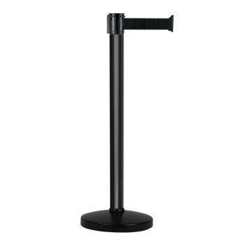 Poteau COLOR alu noir à sangle noir sur socle portable - Novap