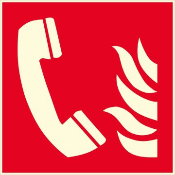 Panneau photoluminescent Téléphone incendie rouge - Rigide 200x200mm - 4031125