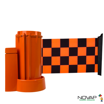 Support mural Orange avec sangle damier Orange/Noir 3m x 100mm - Novap