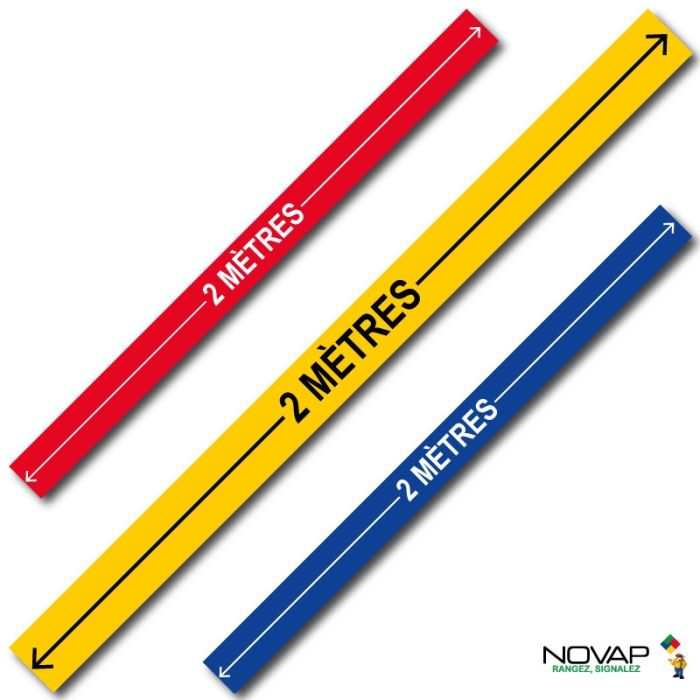 Bande horizontal 2 mètres + flèche - spécial sol - 1000 x 70mm - Novap