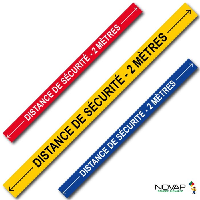Bande Distance de sécurité - 2 mètres - spécial sol - 1000 x 70mm - Novap