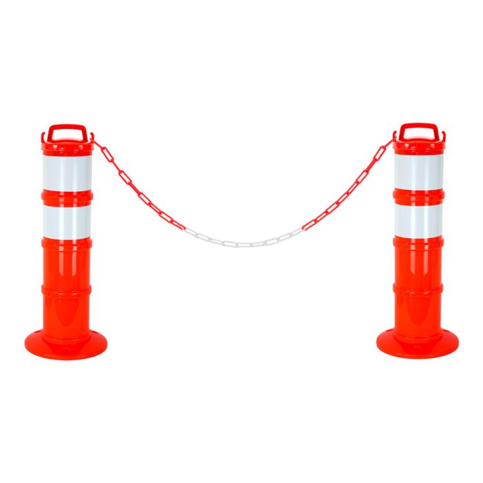 Kit de 2 balises modulables Orange fluo avec deux bandes rétroréfléchissantes - Novap