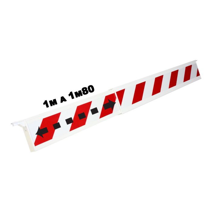 Barrière téléscopique 1 à 1 80m rétroréfléchissante Rouge/Blanche Hachuré - Novap
