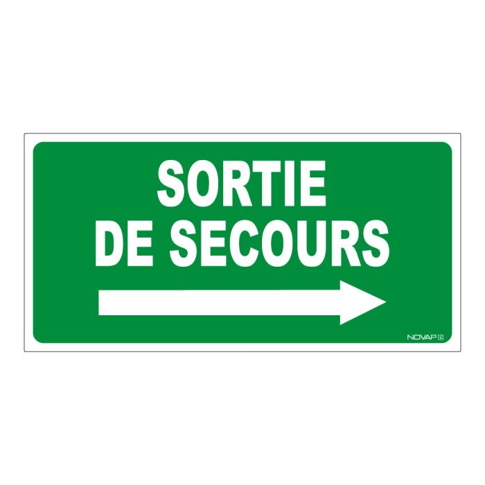 Panneau Sortie de secours à droite - Rigide 960x480mm - Novap