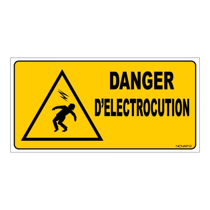 Panneau Danger d'éléctrocution - Rigide 960x480mm - Novap