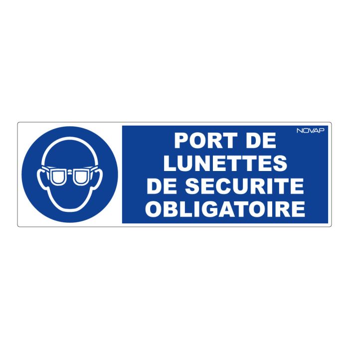 Panneau Port de lunettes de sécurité obligatoire - Rigide 450x150mm - Novap