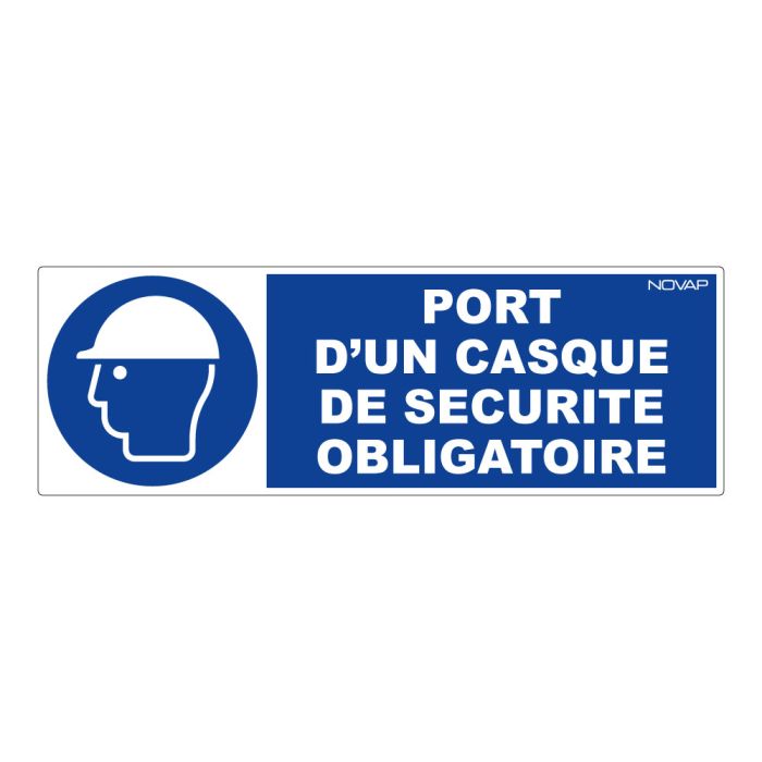 Panneau Port d'un casque de sécurité obligatoire - Rigide 450x150mm - Novap