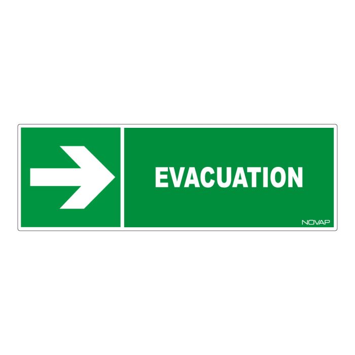 Panneau Evacuation flèche droite - Rigide 450x150mm - Novap