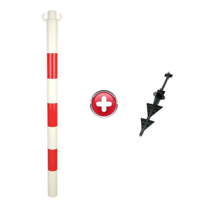 Poteau PVC Rouge/Blanc avec pointe - Novap