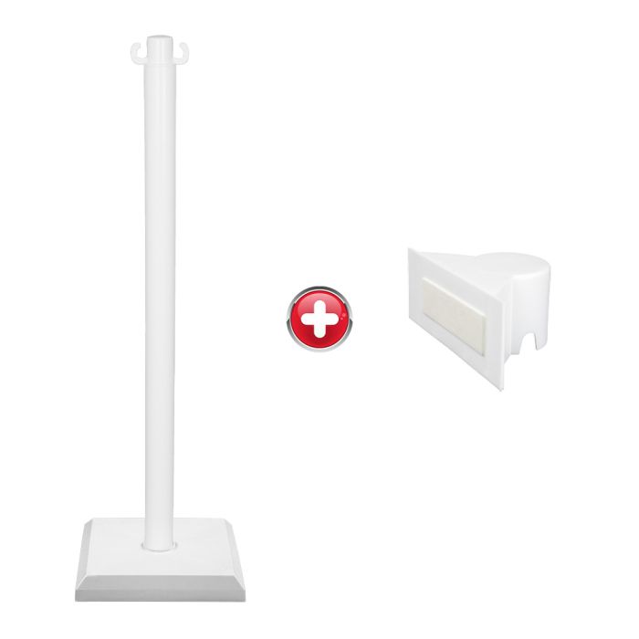 Poteau PVC Blanc sur socle lesté 3kg avec support panneau - Novap