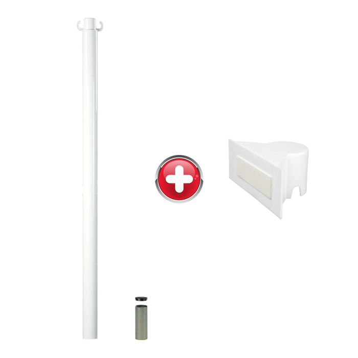 Poteau acier 1m10 Blanc à sceller avec support panneau - Novap