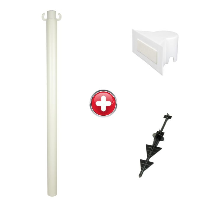 Poteau PVC Blanc sur pointe avec support panneau - Novap