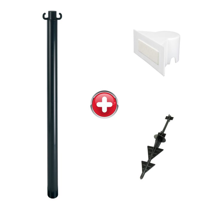 Poteau PVC Noir sur pointe avec support panneau - Novap