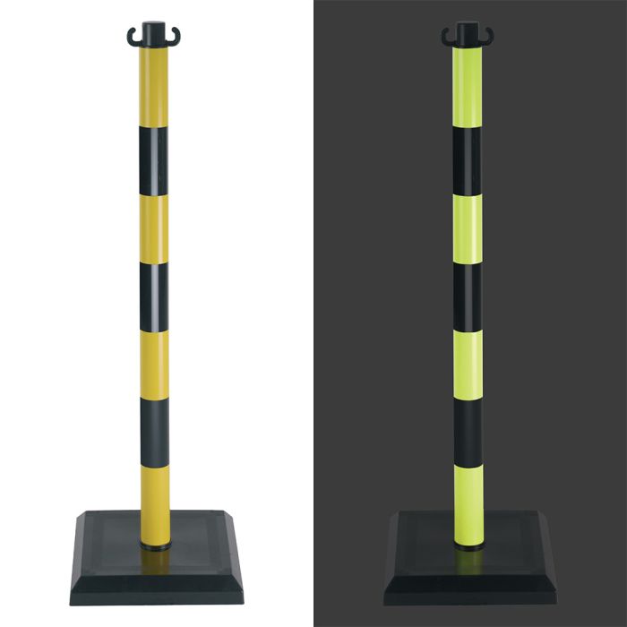 Poteau PVC Noir/Photoluminescent sur socle lesté 3kg - Novap