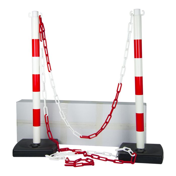 Kit 2 poteaux PVC Rouge/Blanc - Novap