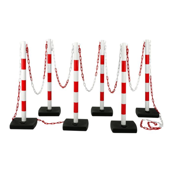 Kit 6 poteaux PVC Rouge/Blanc - Novap