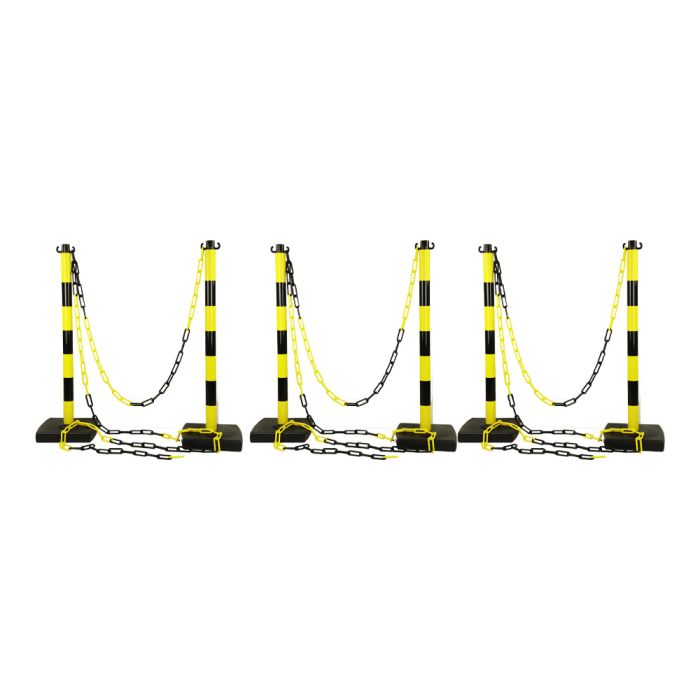 Kit 6 poteaux PVC Jaune/Noir - Novap