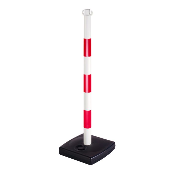 Poteau PVC Rouge/Blanc sur socle à lester 4kg - Novap