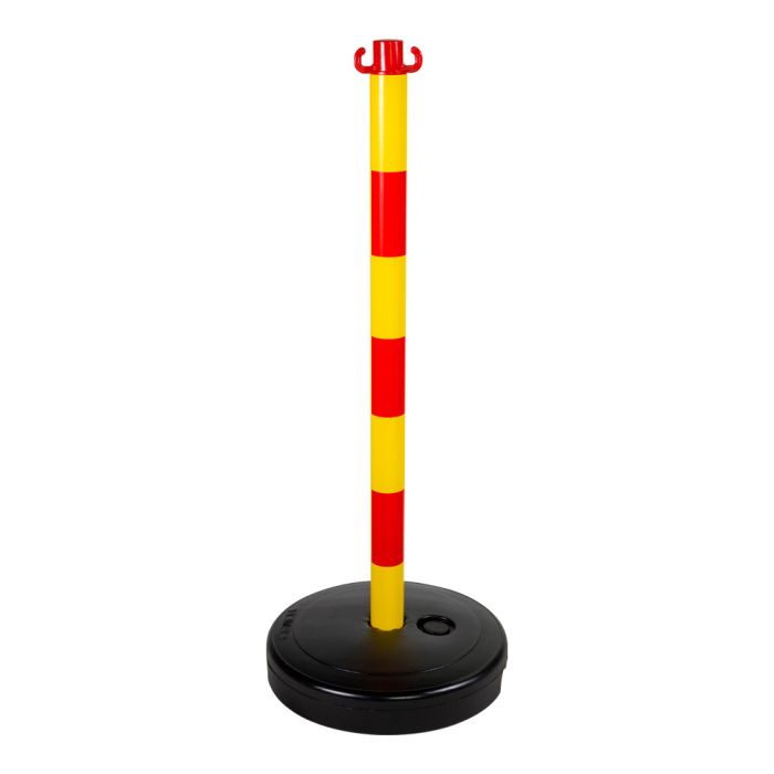 Poteau PVC Jaune/Rouge sur socle à lester 9kg - Novap