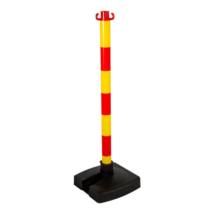 Poteau PVC Jaune/Rouge BI-POSE sur socle lesté 4kg - Novap
