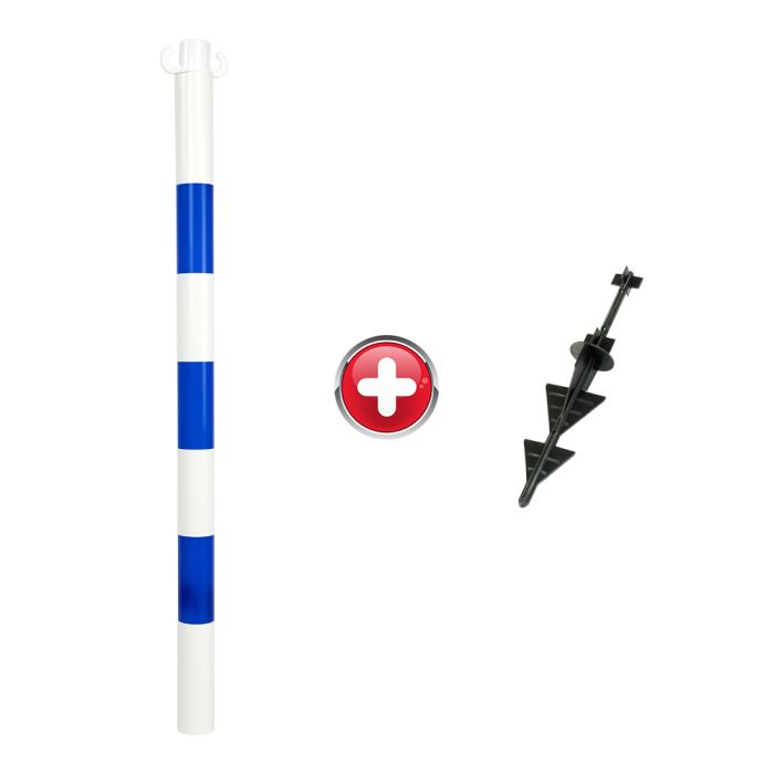 Poteau PVC Bleu/Blanc avec pointe - Novap