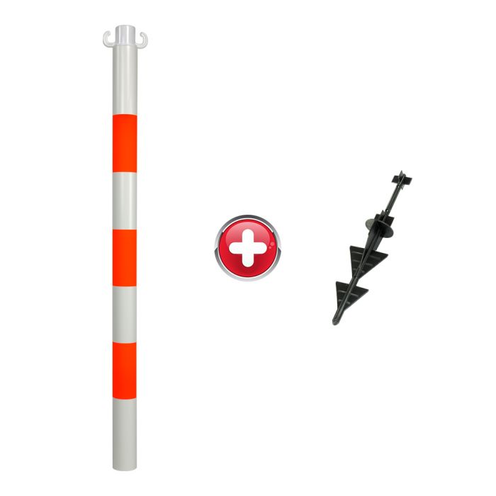 Poteau PVC Orange fluo/Blanc avec pointe - Novap