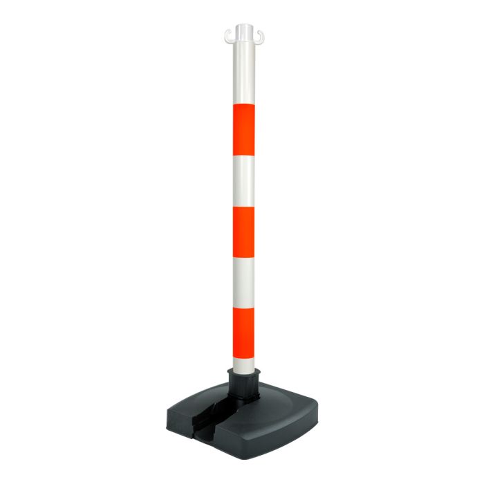 Poteau PVC Orange fluo/Blanc BI-POSE sur socle lesté 4kg - Novap