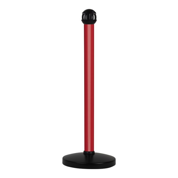 Poteau aluminium rouge sur socle portable avec tête 4 crochets - Novap
