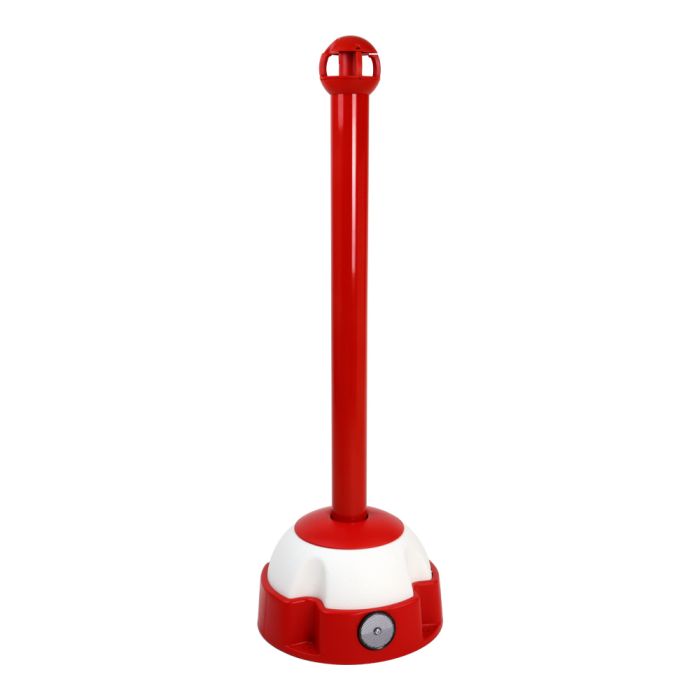 Poteau aluminium rouge sur socle balise avec tête 4 crochets - Novap