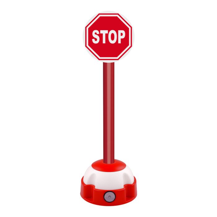 Poteau aluminium Rouge sur socle balise avec panneau - Sens interdit - Novap