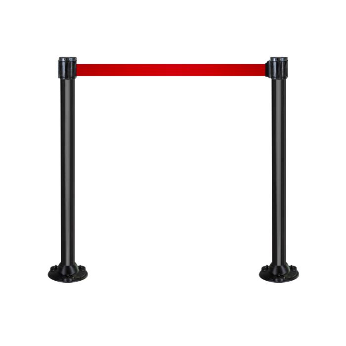 Kit 2 poteaux Aluminium sur socle fixe noir/rouge 3m x 50mm -  Novap