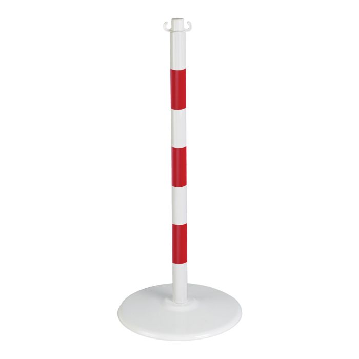 Poteau acier Rouge/Blanc sur socle Blanc - Novap