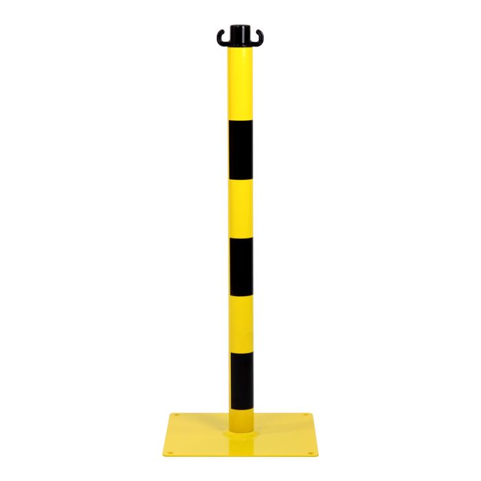 Poteau acier Jaune/Noir sur platine à fixer - Novap