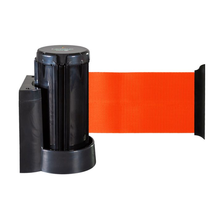 Enrouleur mural avec sangle Orange fluo 3m x 100mm - Novap