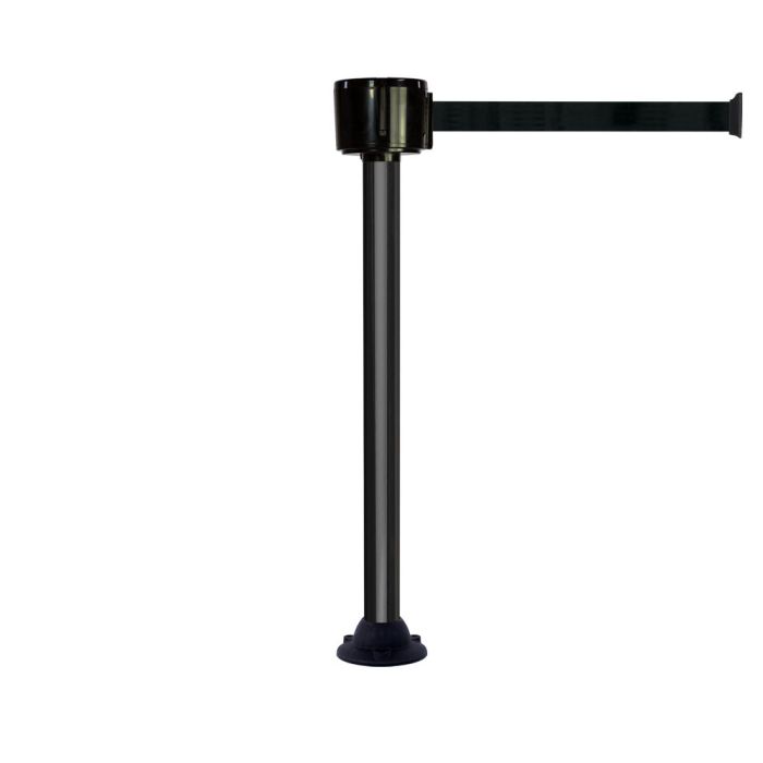 Poteau alu noir à sangle grande longueur noir 12m x 50mm sur socle fixe - Novap