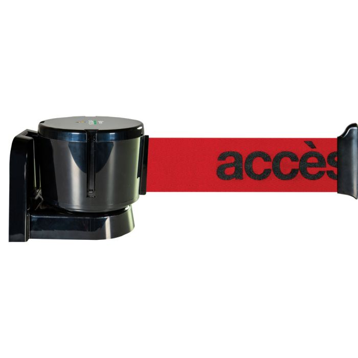Dérouleur mural grande longueur avec sangle rouge accès interdit 12m x 50mm - Novap