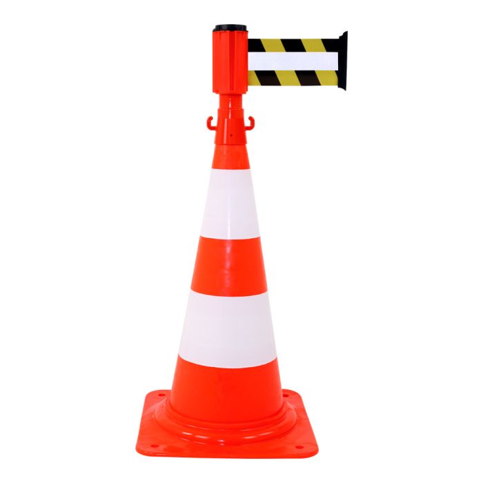 Kit cône avec Enrouleur 100mmx3m Jaune/Noir Rétroréfléchissant - Novap