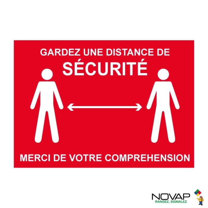 Panneau Garder une distance de sécurité - Rouge - Rigide A4 - Novap