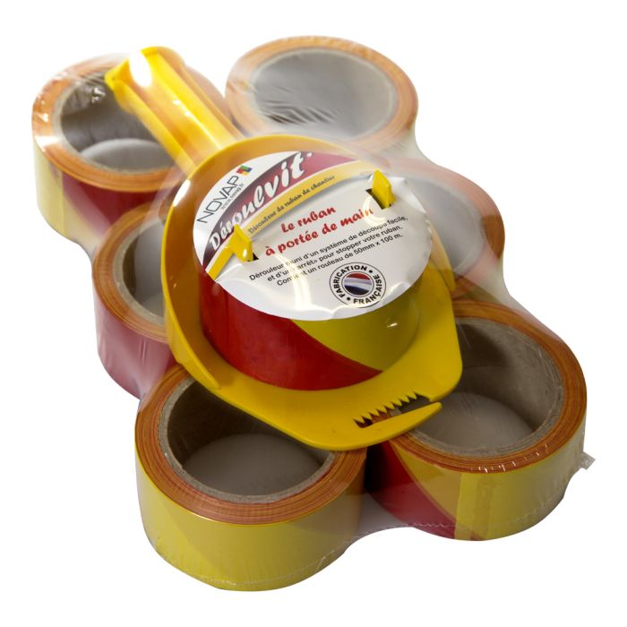 Lot 6 Rubans 50mm x 100m + 1 Déroulvit' Jaune - Novap