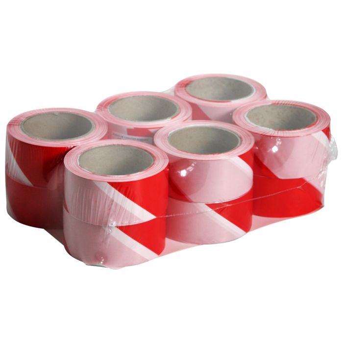 Lot de 12 rubans de chantier rouge/blanc 50mm x 100m - sous film - Novap