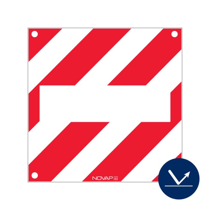 Panneau de signalisation + Zone neutre hachuré rouge/blanc avec œillet - Rétroréfléchissant Classe 1 - 480x480mm - Novap