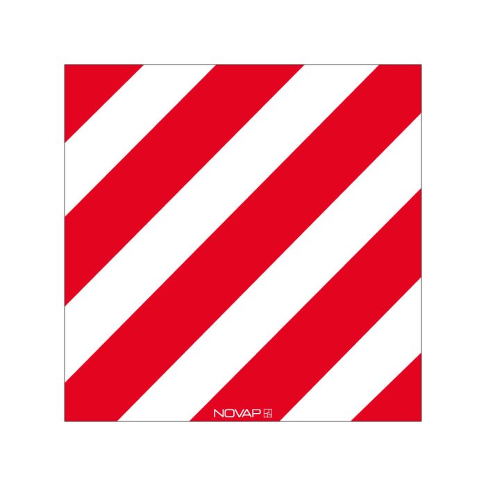 Panneau de signalisation sans œillet - Standard 480x480mm - hachuré rouge/blanc - Novap