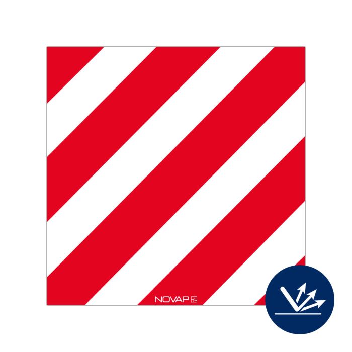 Panneau de signalisation hachuré rouge/blanc sans œillet - Rétroréfléchissant Classe 2 - 480x480mm - Novap