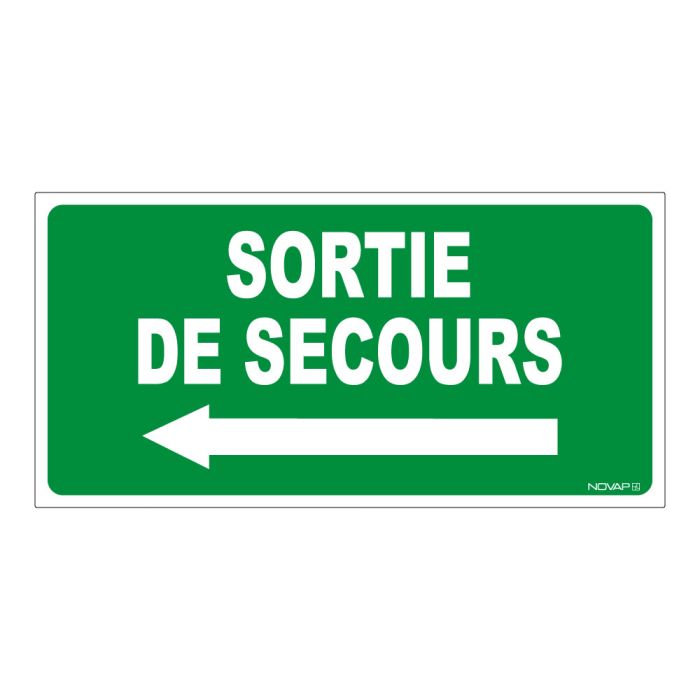 Panneau Sortie de secours à gauche - Rigide 960x480mm - Novap
