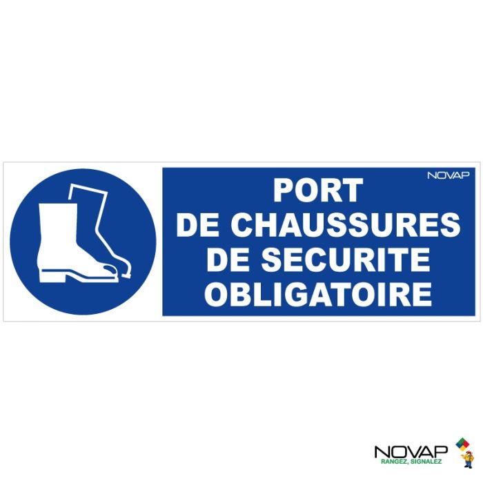 Panneau port de chaussures de sécurité obligatoire pour sol - 450x150 mm - Novap