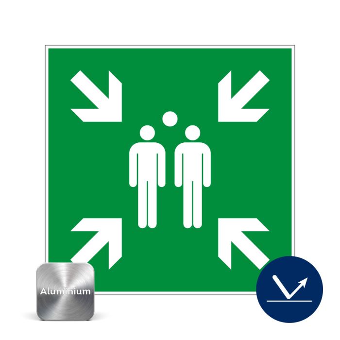 Panneau point de rassemblement - Rétroréfléchissant Classe 1 - Alu 480x480mm - Novap
