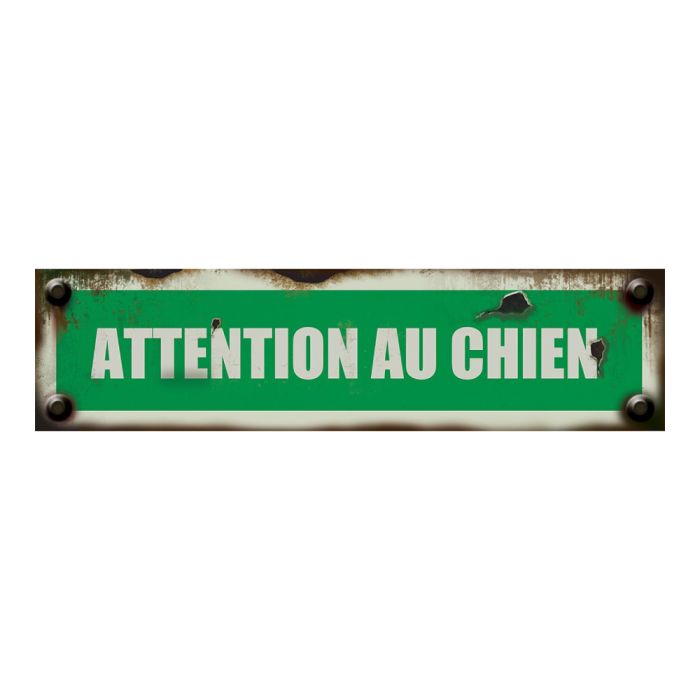 Plaquette vintage Attention au chien - Rigide 170x45mm - Novap