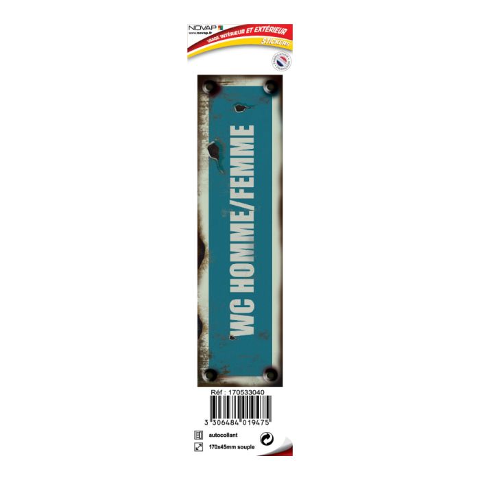 Plaquette vintage WC homme/femme - Adhésif 170x45mm - Novap